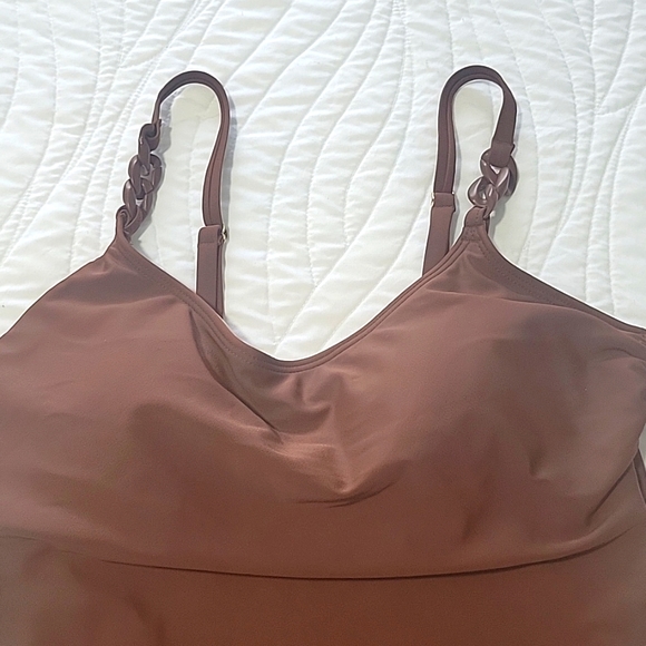Whole Brown Swimsuit with Chain Strap and Medium Coverage Size Large - Picture 3 of 10